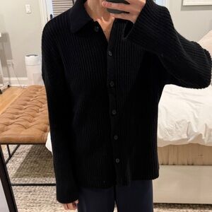 Reformation Black Ribbed Cardigan